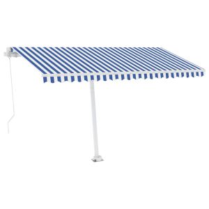 vidaXL toldo retráctil manual con LED azul y blanco 400x300 cm