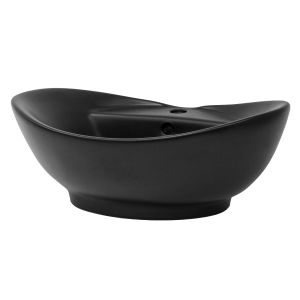 Lavabo de cer?mica 590 x 395 x 205 mm negro mate ml-design