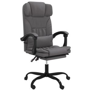 vidaXL silla de oficina reclinable cuero sintético gris