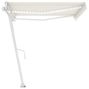 vidaXL toldo automático con LED y sensor de viento crema 450x300 cm