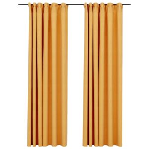 vidaXL cortinas opacas ganchos look de lino 2 pzas amarillo 140x245 cm