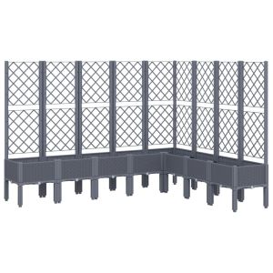 vidaXL jardinera con enrejado pp gris 200x160x142 cm