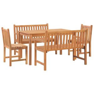 vidaXL juego de comedor para jardín 5 piezas madera maciza de teca