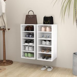 Muebles zapateros 2 uds contrachapada blanco 31,5x35x70 cm