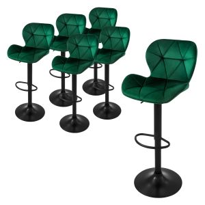 Juego 6x taburetes de bar verde sillas con respaldo asientos ajustables