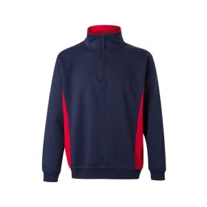 Sudadera bicolor cremallera l azul navy/rojo