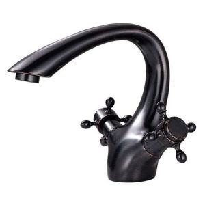 Grifo lavabo bimando retro, negro