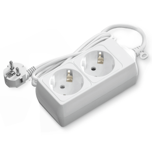 Aigostar regleta alargador de 2 enchufes con cable de 3 metros,color blanco