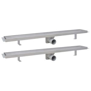 vidaXL desagüe lineal de ducha 2 piezas 830x140 mm acero inoxidable