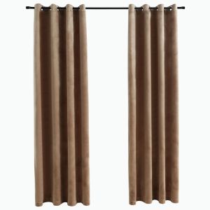 vidaXL cortinas opacas con anillas 2 uds terciopelo beige 140x175 cm