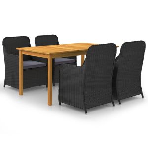 vidaXL juego de comedor para jardín 5 piezas negro