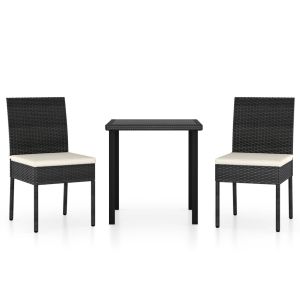 vidaXL conjunto de comedor de jardín 3 piezas ratán sintético negro