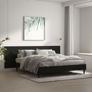 Cabecero de cama pared madera contrachapada negro 240x1,5x80cm