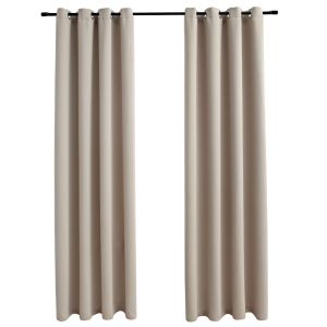 vidaXL cortinas opacas con anillas de metal 2 piezas beige 140x175 cm