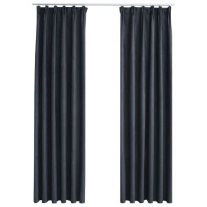 vidaXL cortinas opacas con ganchos 2 piezas gris antracita 140x255 cm