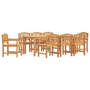 vidaXL juego de comedor para jardín 9 piezas madera maciza de teca