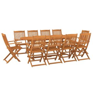 vidaXL set de comedor de jardín 11 piezas madera maciza de acacia