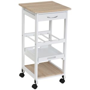 Carrito de cocina mdf, pino blanco 37x37x76 cm