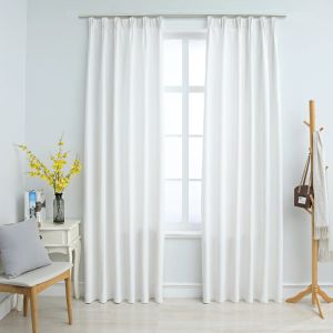 Cortinas opacas con ganchos 2 piezas blanco crudo 140x245 cm es6724