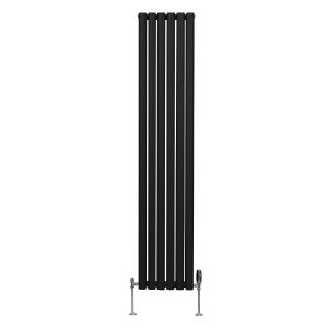 Radiador columna ovalada 1800 x 360mm &  válvulas cromadas trv | negro