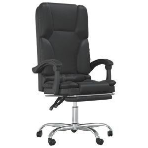 vidaXL silla de oficina reclinable masaje cuero sintético negro