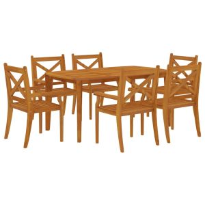 vidaXL juego de comedor de jardín 7 piezas madera maciza de acacia