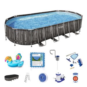 Pack piscina bestway power steel oval 732x366x122 cm depuradora