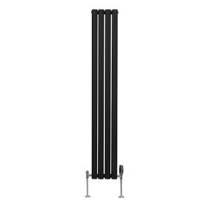 Radiador columna ovalada 1600 x 240mm &  válvulas cromadas trv| negro