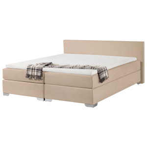 Cama continental de poliéster beige/plateado 180 x 200 cm president