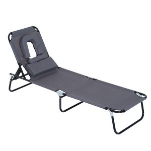 Tumbona plegable acero y tela oxford color gris 190x56x28 cm Outsunny