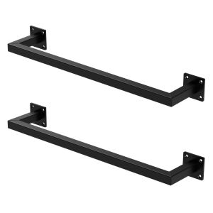 Set 2x percheros de pared 60x12 cm de acero inoxidable negro