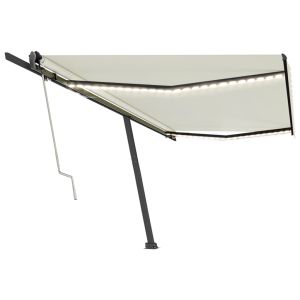 vidaXL toldo automático con LED y sensor de viento crema 500x350 cm