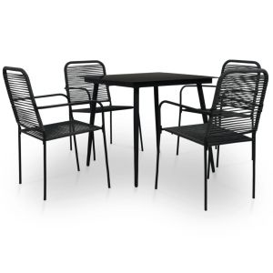 vidaXL set de comedor de jardín 5 pzas cuerda de algodón y acero negro