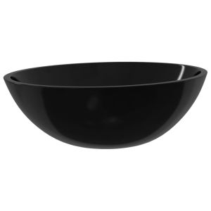 vidaXL lavabo de vidrio negro 50x37x14 cm