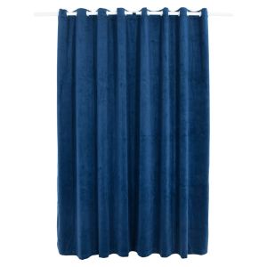 vidaXL cortina opaca y anillas metal terciopelo azul oscuro 290x245 cm