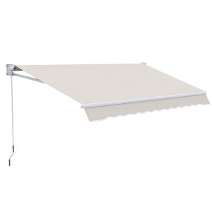 Toldo manual poliéster de 280g/㎡, aluminio, acero color beige 200x295 cm