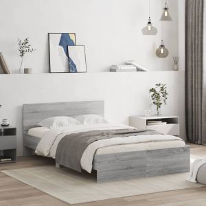 Cama -135x190 cm con cabecero gris sonoma