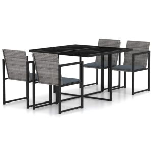 vidaXL set de comedor de jardín 5 pzas y cojines ratán sintético gris