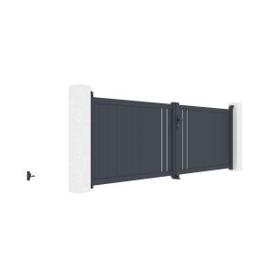 Pack puerta abatible 350c120 giona + 2 postes eifel a.166cm gris