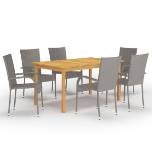 vidaXL juego de comedor para jardín de 7 piezas gris