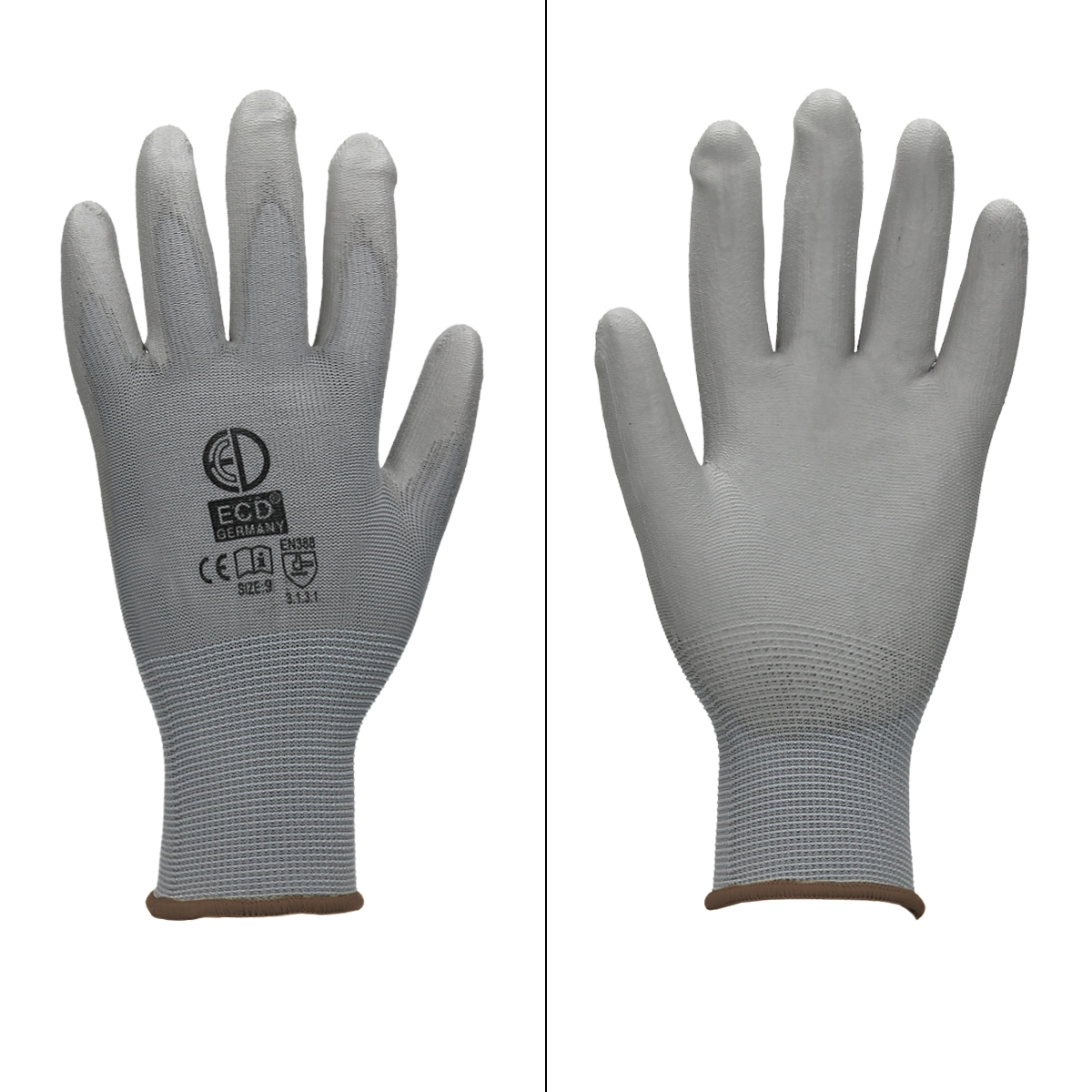 12x Guantes Revestimiento Pu Talla 9-l Gris Ideal Para