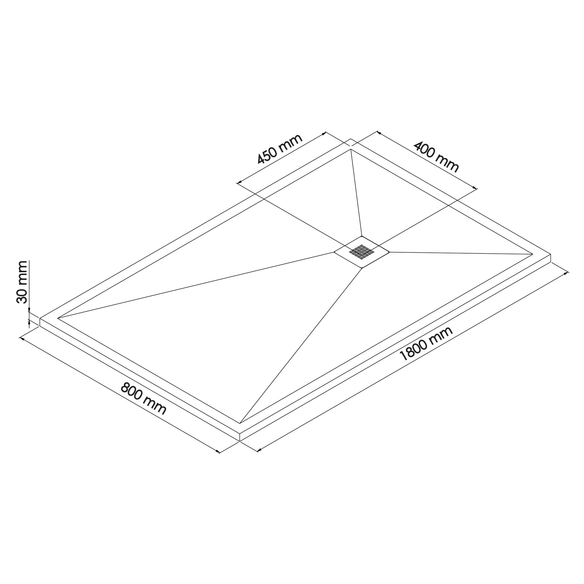 PLATO DE DUCHA RESINA RECTANGULAR BLANCO 80X180X3CM