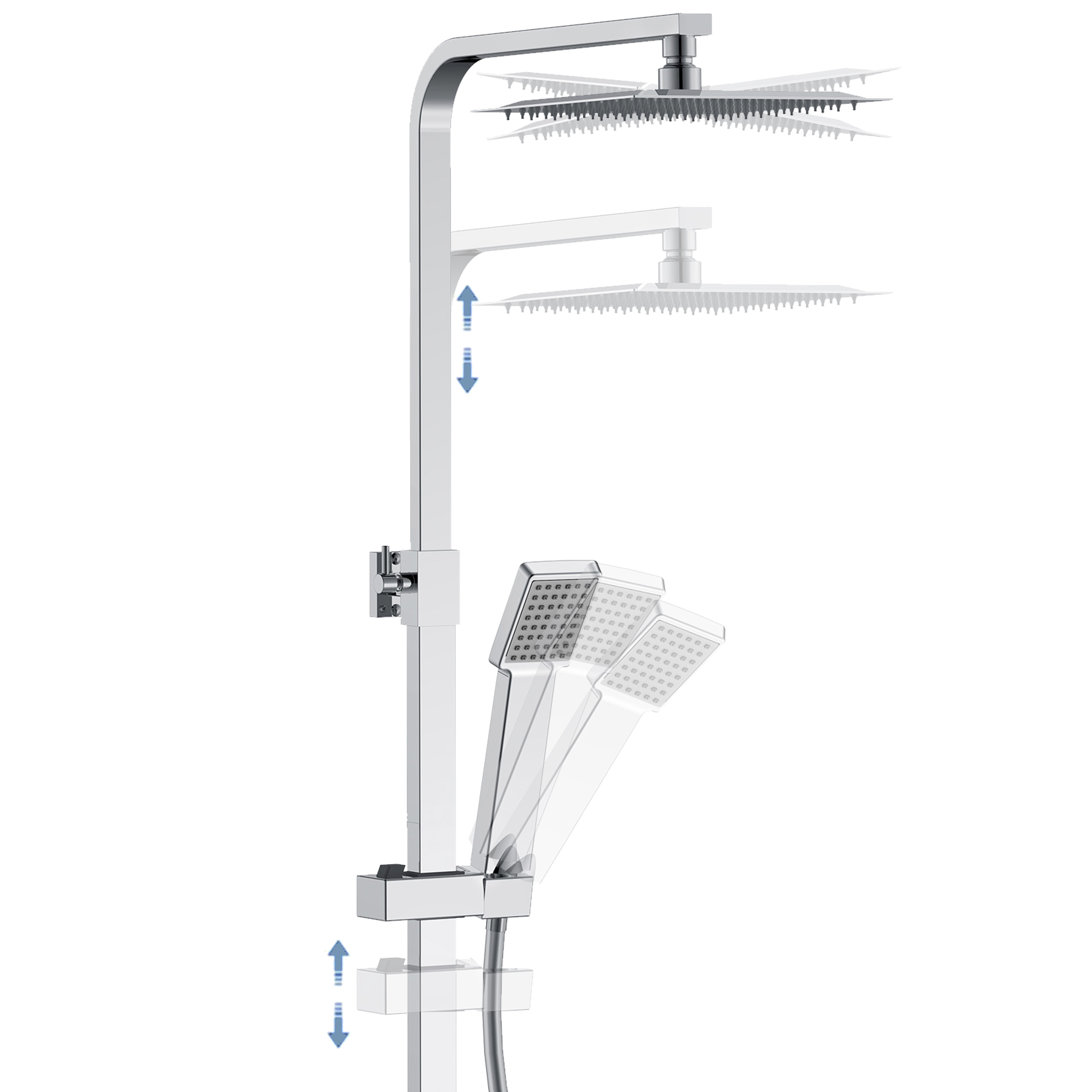 Aica Sanitarios Columna de Ducha Termostática Cuadrada con Barra Ajustable  764-1184mm, Alcachofa de Ducha Lluvia Efecto para Baño : :  Bricolaje y herramientas